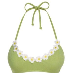 Green Daisy Bikini Set 1960’s Halter Knit
